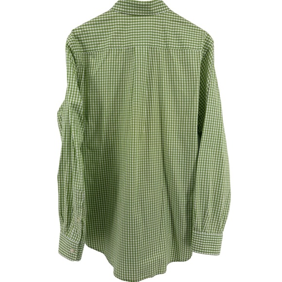 Vineyard Vines Mens Slim Fit Whale Shirt Green Gingham Check Long Sleeve Medium - Picture 5 of 10